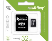 Карта памяти MicroSDHC SmartBuy 32GB cl10 + SD, SB32GBSDCL10-01LE