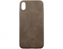 Чехол iPhone XS Max Матовая кожа (коричневый)