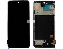 Дисплей Samsung A515F Galaxy A51 + тачскрин + рамка черный (Копия - OLED/Узкая рамка)