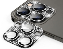 Защитная накладка на камеру iPhone 12 3D со стразами черная