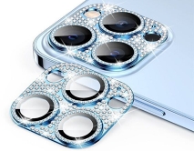Защитная накладка на камеру iPhone 12 Pro Max 3D со стразами голубая