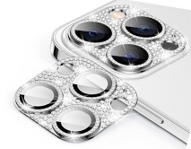 Защитная накладка на камеру iPhone 12 Pro Max 3D со стразами серебристая