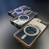 Чехол Samsung S22 Glitter MagSafe (черный)